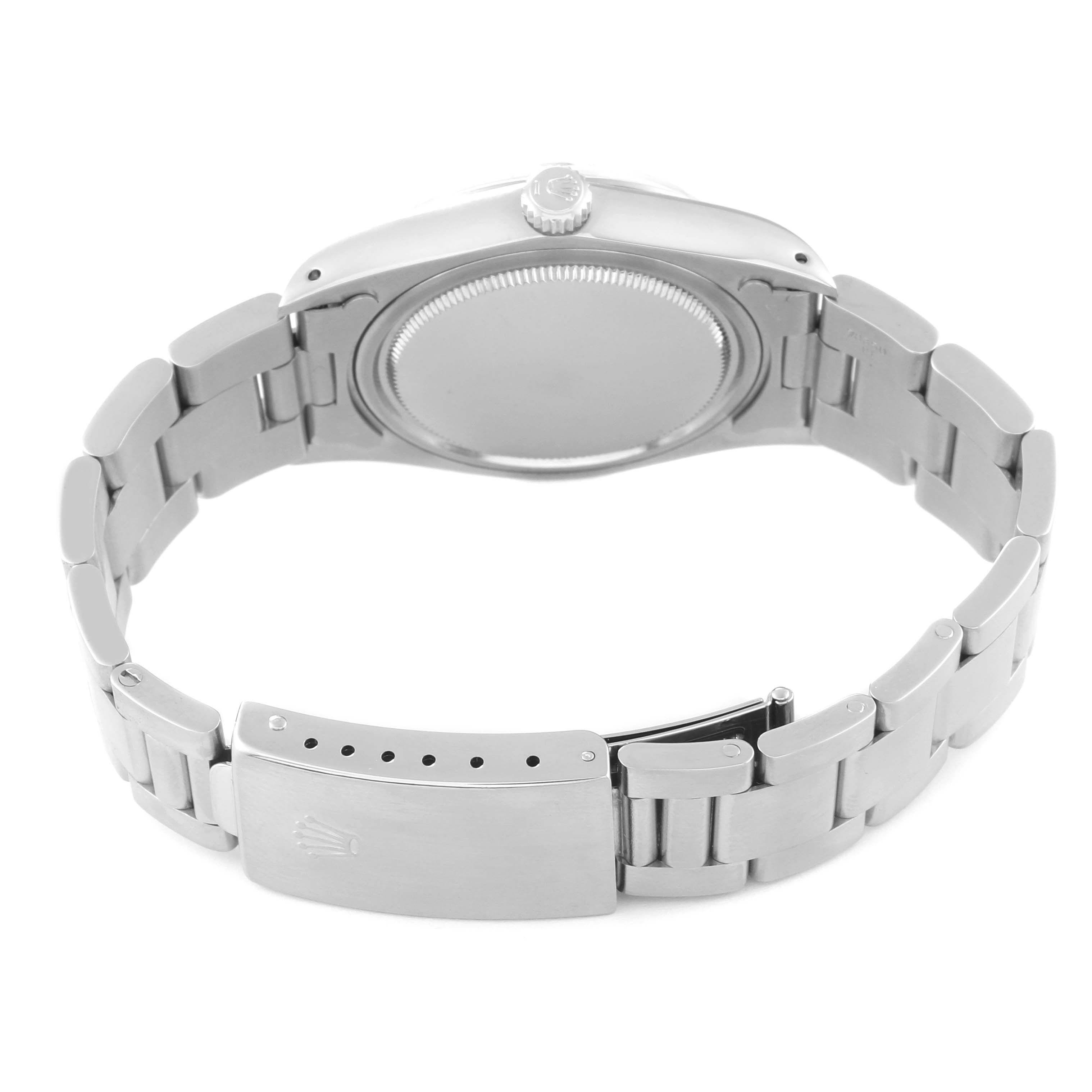 This image shows the back and clasp of the Rolex Vintage Collection 6694 Men's Stainless Steel Silver Dial 6694 Men's Stainless Steel Silver Dial watch at an elevated rear angle.