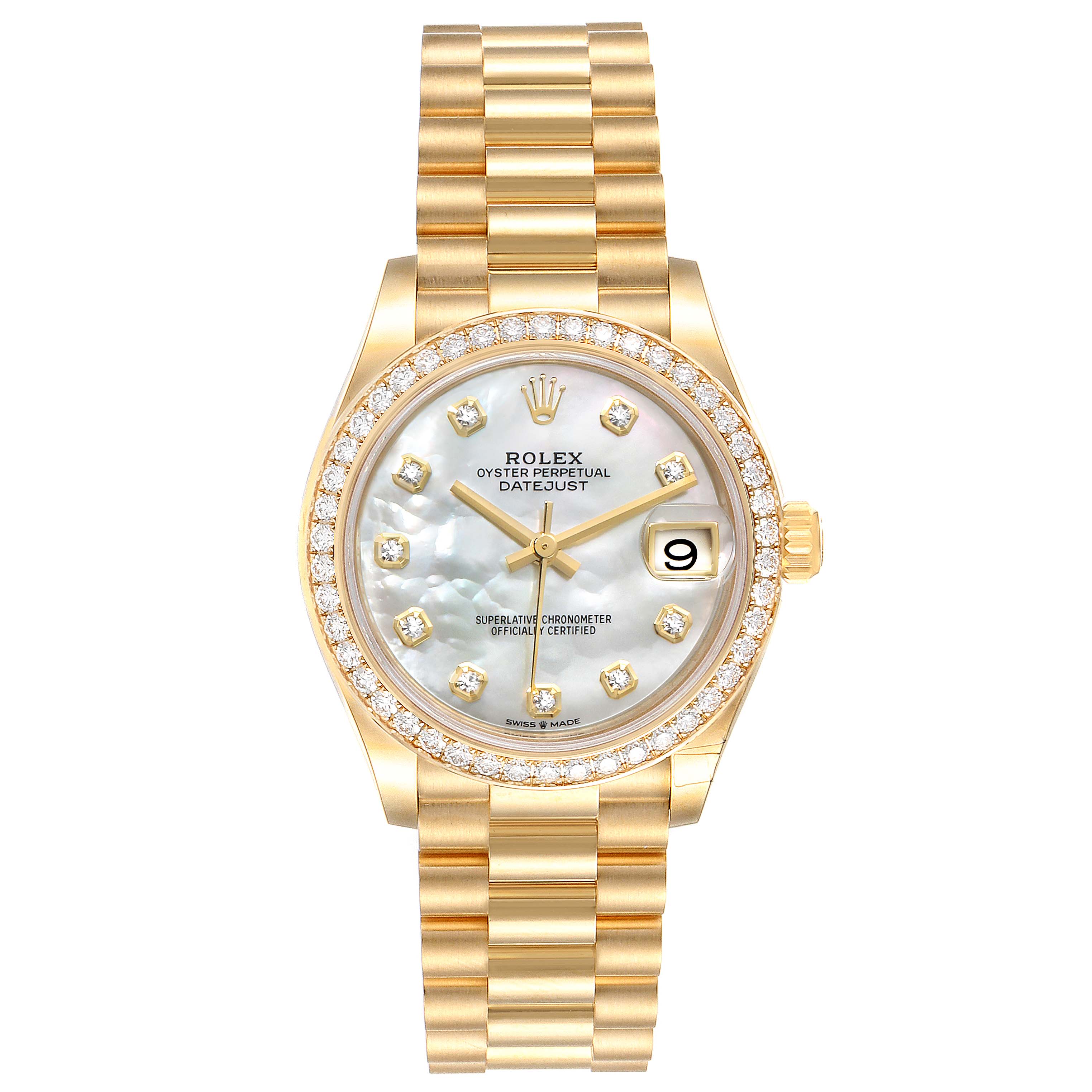 Rolex President Midsize Yellow Gold Diamond Ladies Watch 278288 Unworn ...