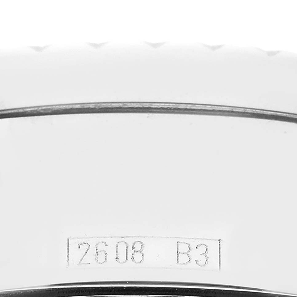 This is a close-up view of the case back of a Bentley model by Breitling, showing the serial number.