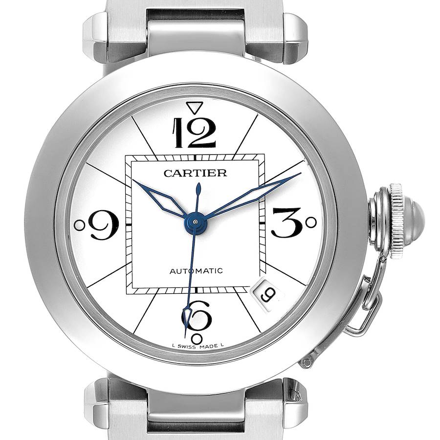 Cartier Pasha C White Dial Automatic Steel Mens Watch W31074M7 SwissWatchExpo