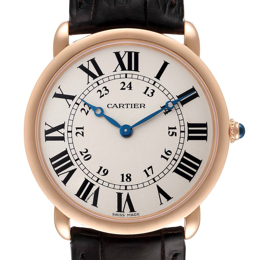 Cartier Ronde Louis Rose Gold Silver Dial Mens Watch W6800251 SwissWatchExpo