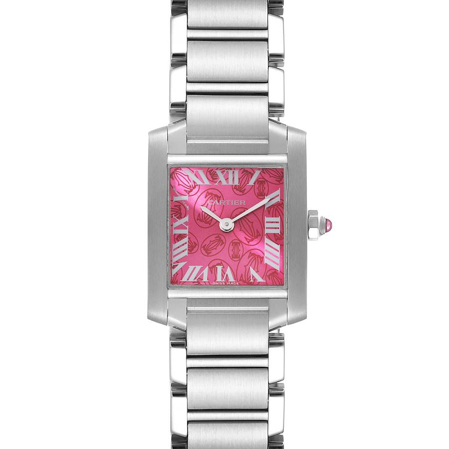 Cartier Tank Francaise Raspberry Dial Limited Edition Steel Ladies Watch W51030Q3 SwissWatchExpo