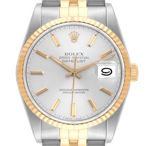 Photo of Rolex Datejust 36 Steel Yellow Gold Silver Dial Mens Watch 16233 Box Papers