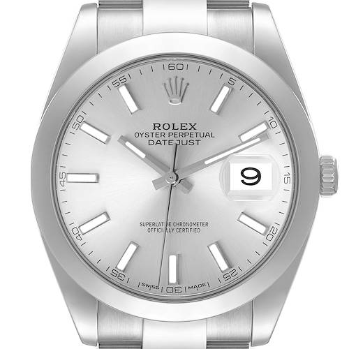Photo of Rolex Datejust 41 Silver Dial Smooth Bezel Steel Mens Watch 126300