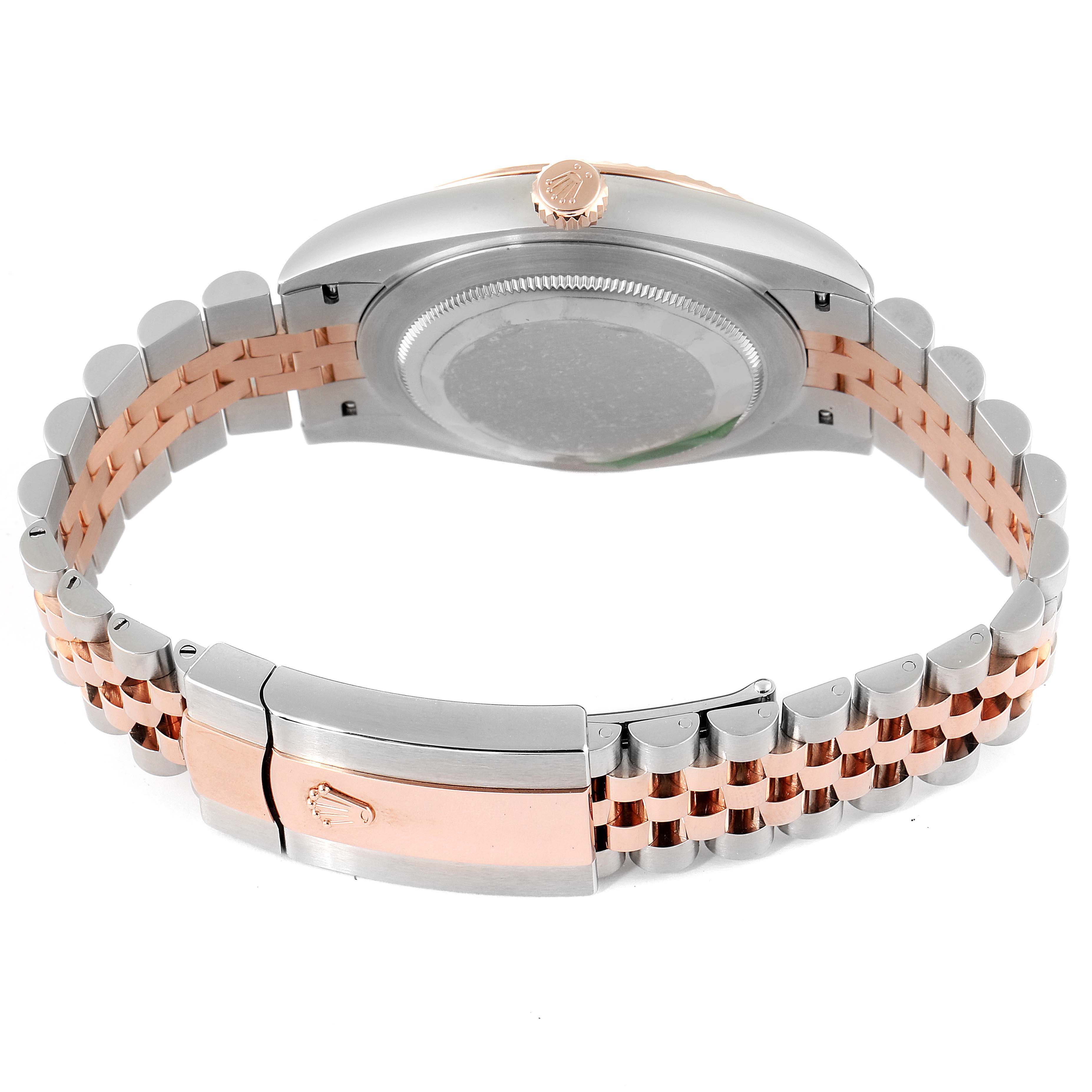 The image shows the back and clasp of a Rolex Datejust 41 126331 Men's Steel and Gold (two tone) Grey Dial 126331 Men's Steel and Gold (two tone) Grey Dial watch with a two-tone metal bracelet.