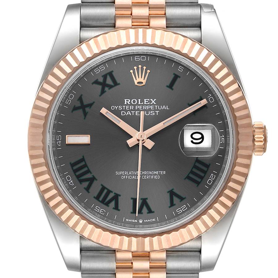 Rolex Datejust 41 Steel Everose Gold Wimbledon Dial Watch 126331 Unworn SwissWatchExpo