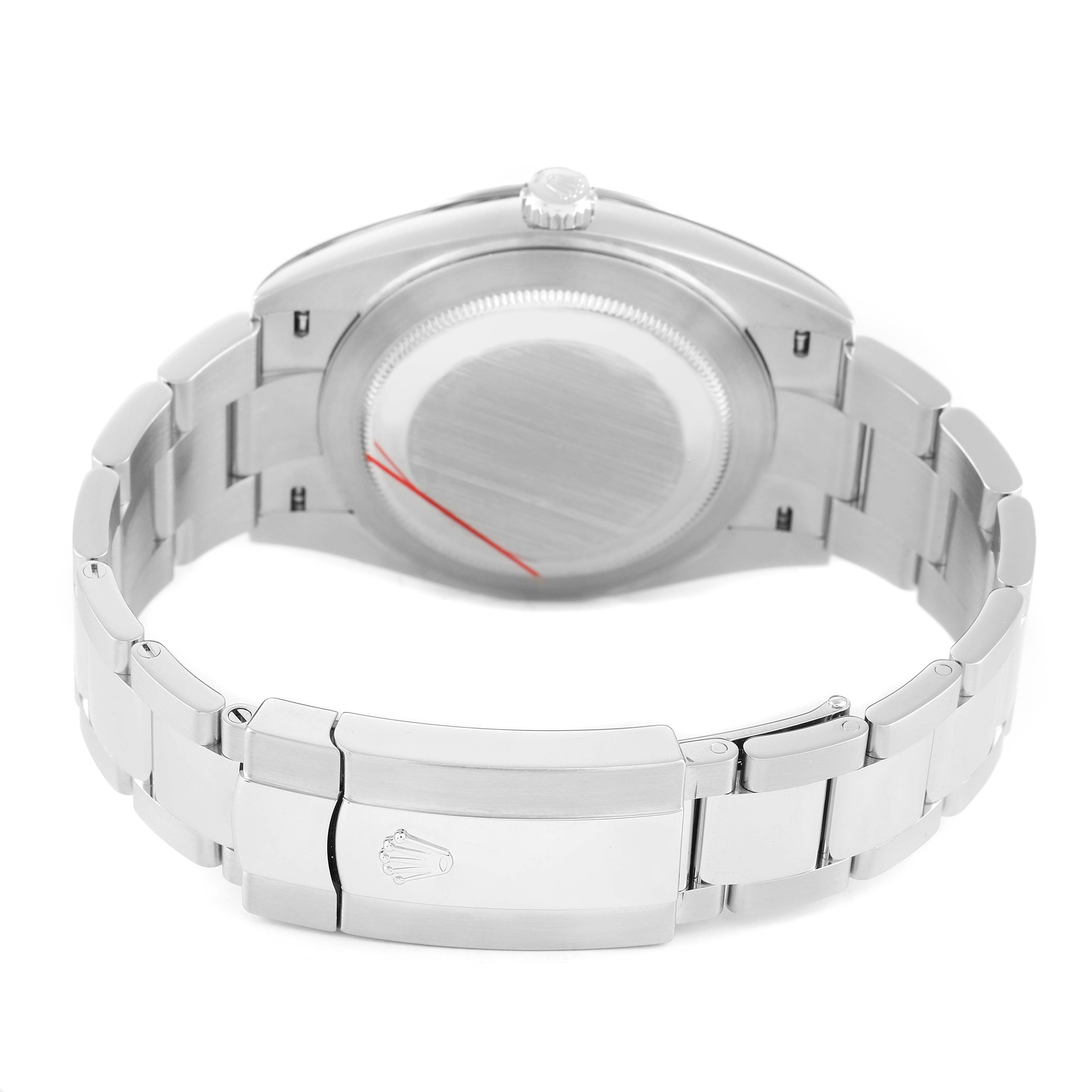 The image shows the back and bracelet clasp of a Rolex Datejust 41 126334 Men's Stainless Steel Black Dial in a rear-view angle.