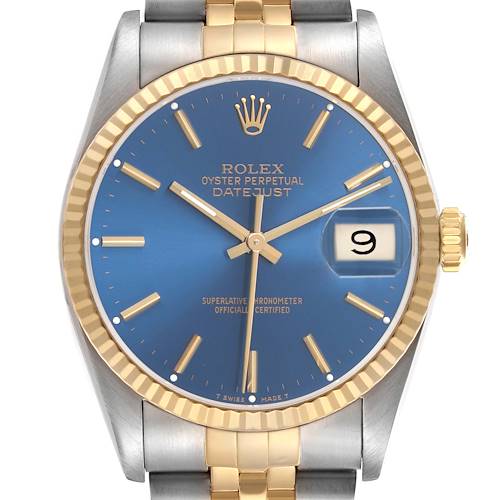 Photo of Rolex Datejust Stainless Steel Yellow Gold Mens Watch 16233 Box Papers