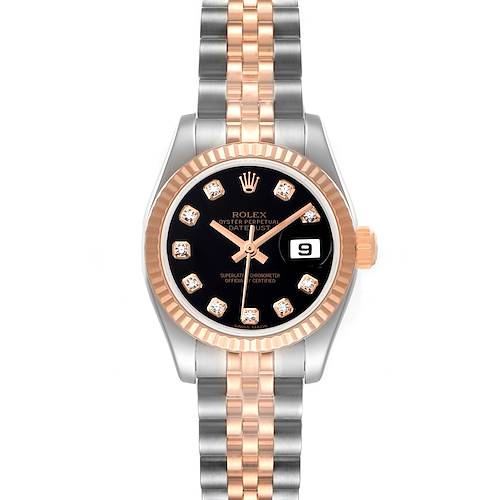 Photo of Rolex Datejust Steel Everose Gold Black Dial Ladies Watch 179171 Box Papers