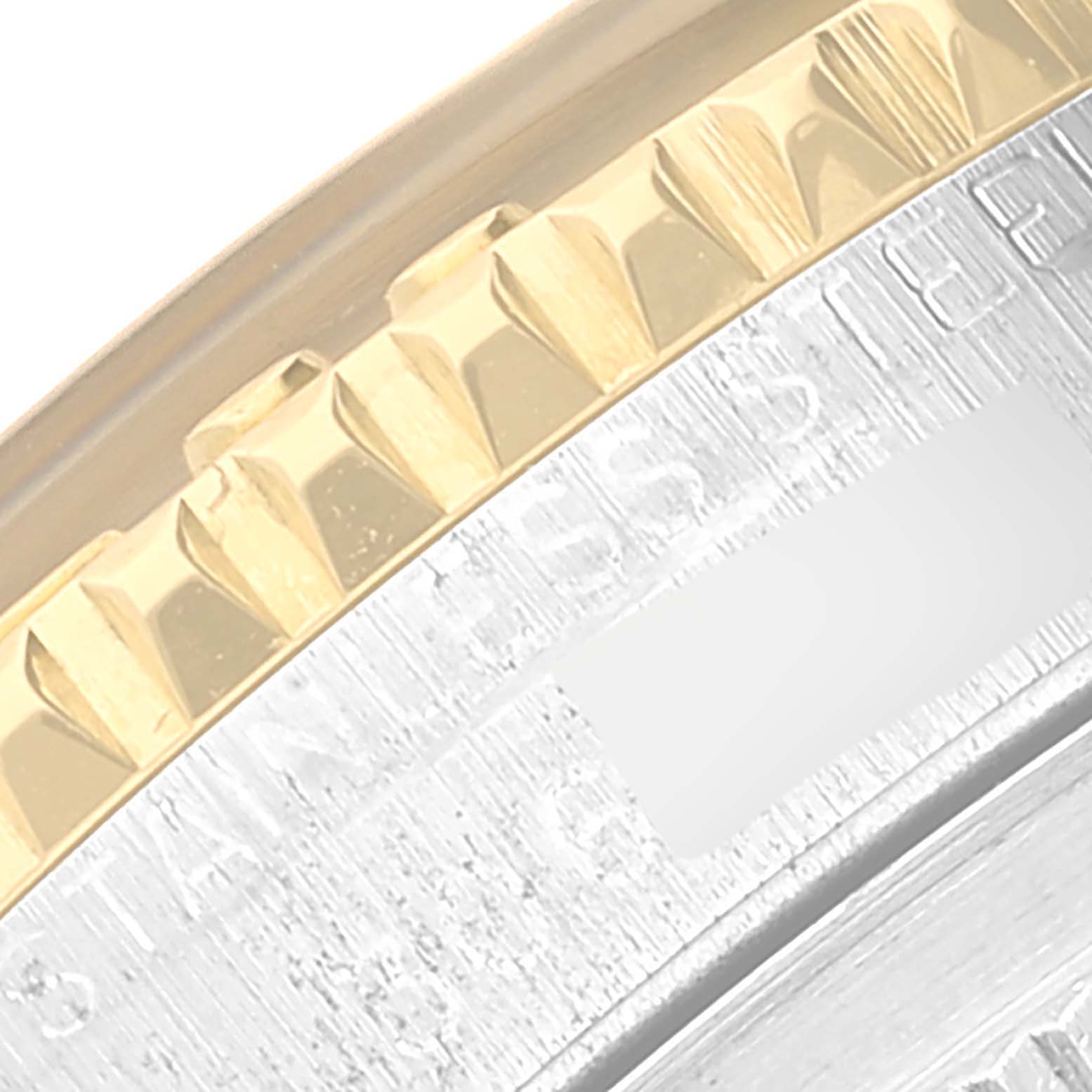 This image shows a close-up of the bezel and case of the Rolex Turn-o-Graph 1625 Men's Steel and Gold (two tone) Silver Dial 1625 Men's Steel and Gold (two tone) Silver Dial watch.
