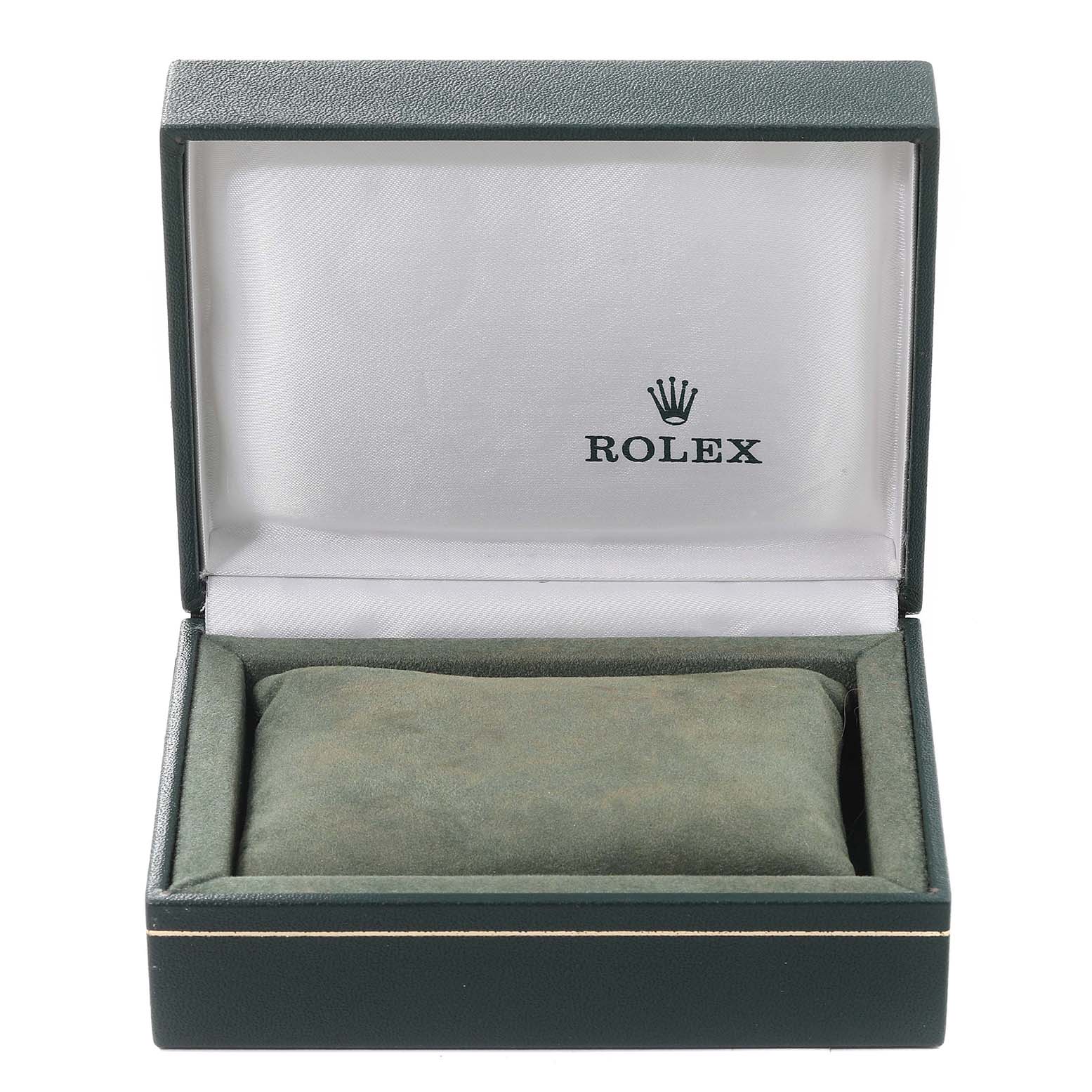 This image shows an open Rolex-branded box for the Turn-o-Graph model, viewed from the front.