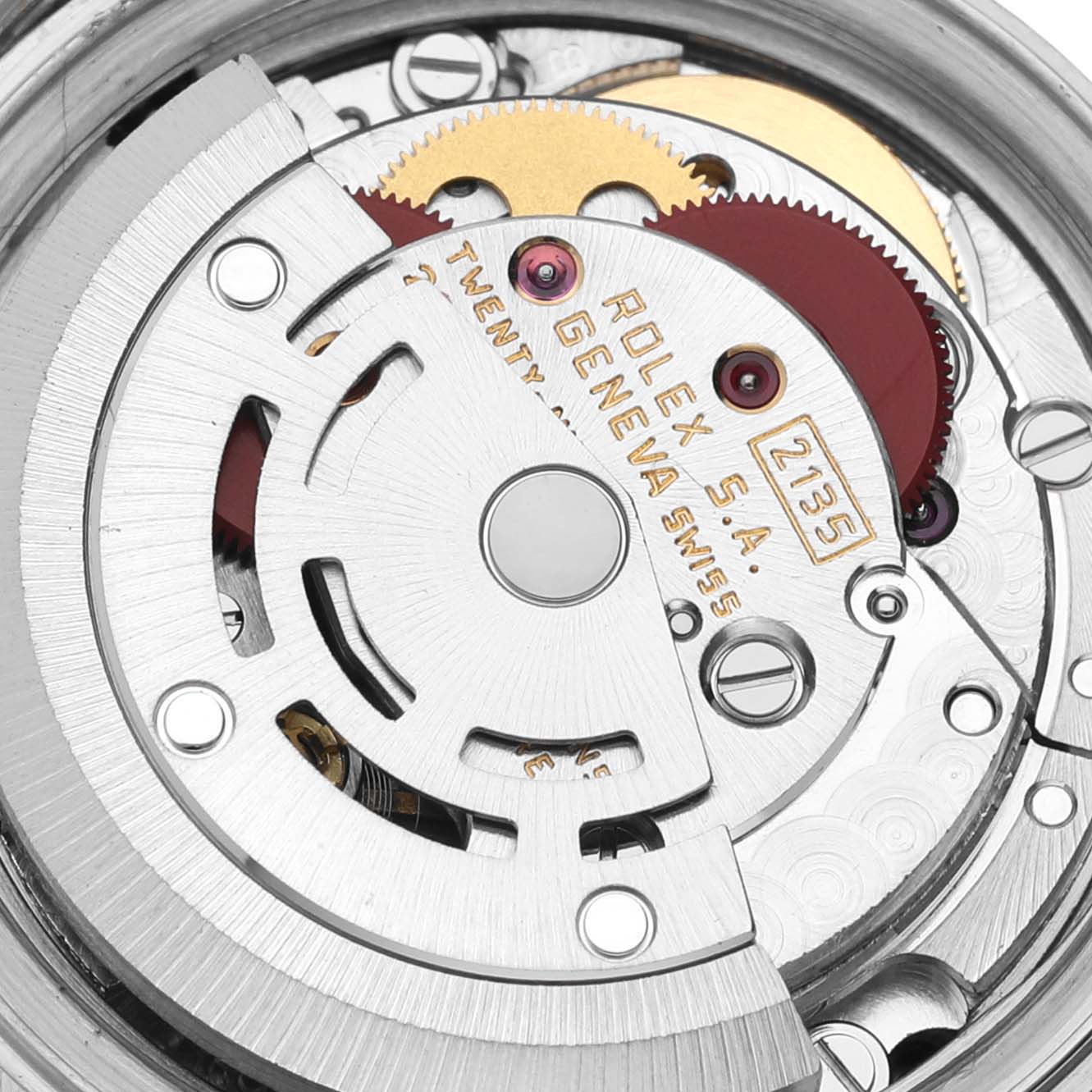 The close-up image shows the intricate inner movement and components of a Rolex Datejust 69173 Women's Steel and Gold (two tone) White Dial 69173 Women's Steel and Gold (two tone) White Dial watch.