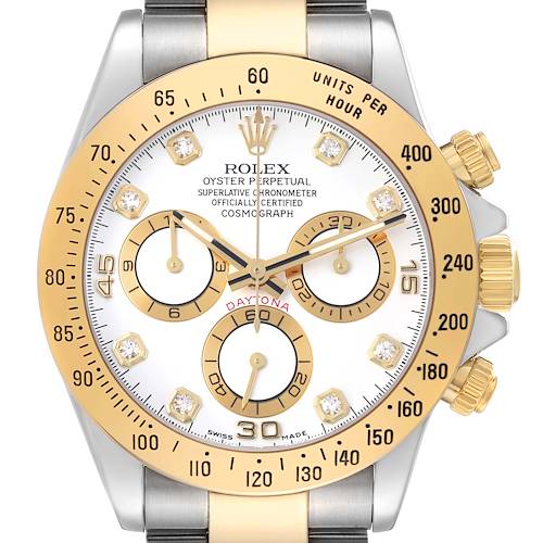 Photo of Rolex Daytona Steel Yellow Gold White Diamond Mens Watch 116523