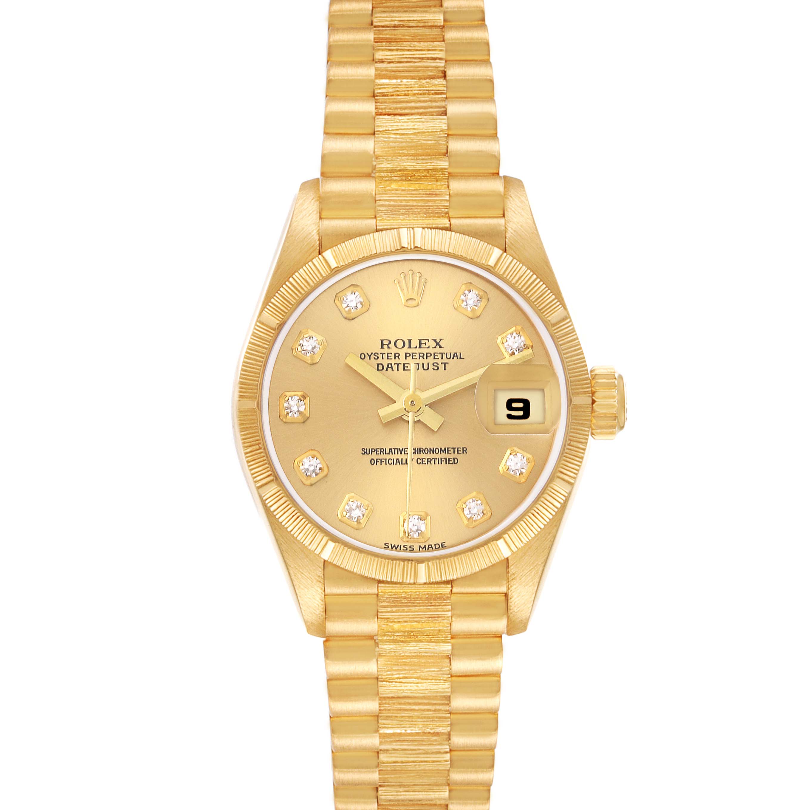 Rolex President Datejust 26 Diamond Dial Yellow Gold Ladies Watch 79278