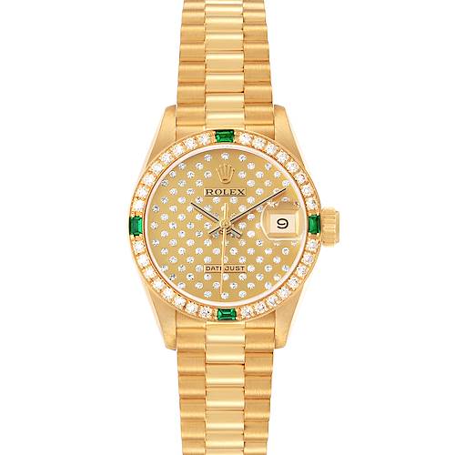 Photo of Rolex President Datejust Pleiades Diamond Emerald Yellow Gold Ladies Watch 69078