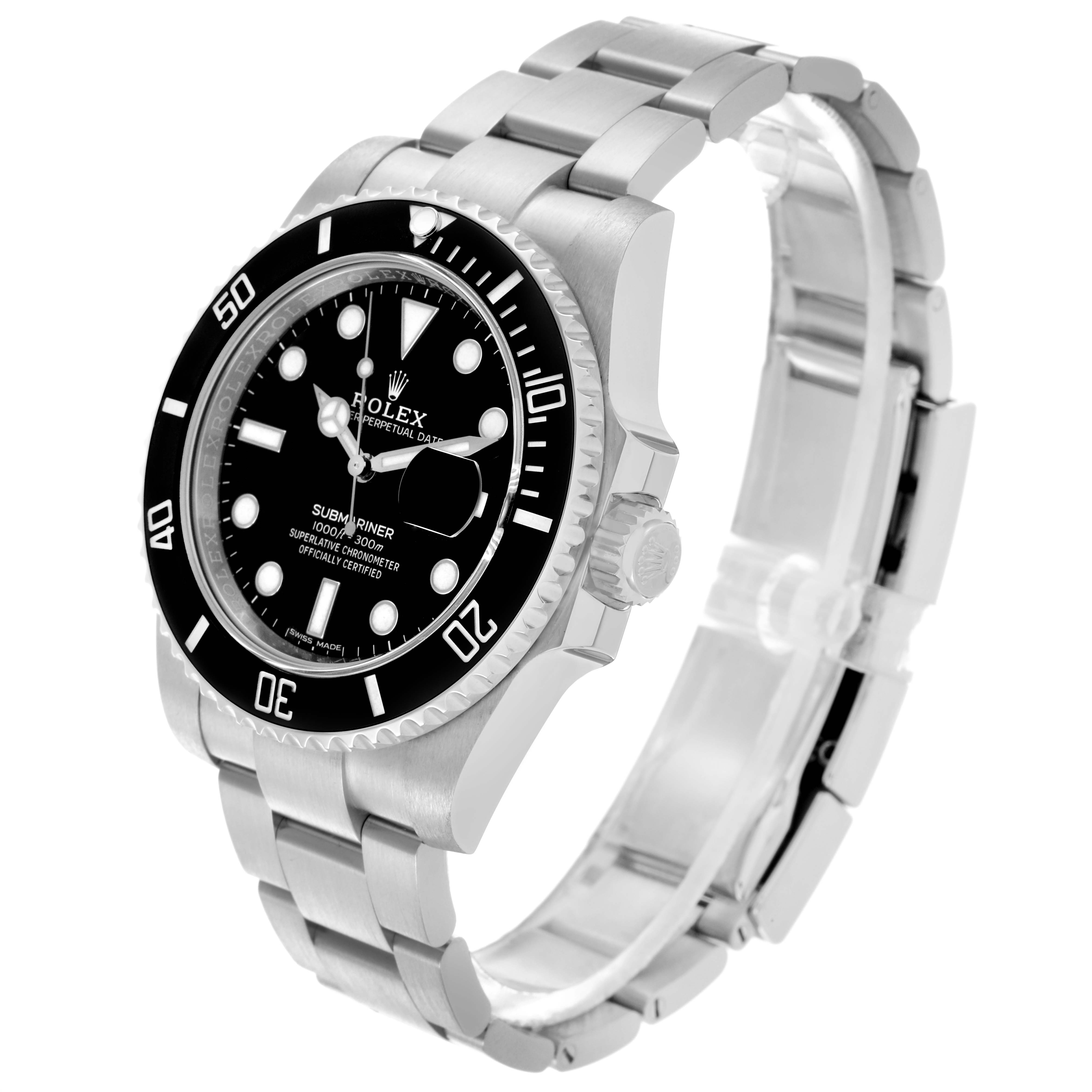 The Rolex Submariner 116610LN Men's Stainless Steel Black Dial 116610LN Men's Stainless Steel Black Dial watch is shown at a slight angle, displaying its face, bezel, crown, and bracelet.