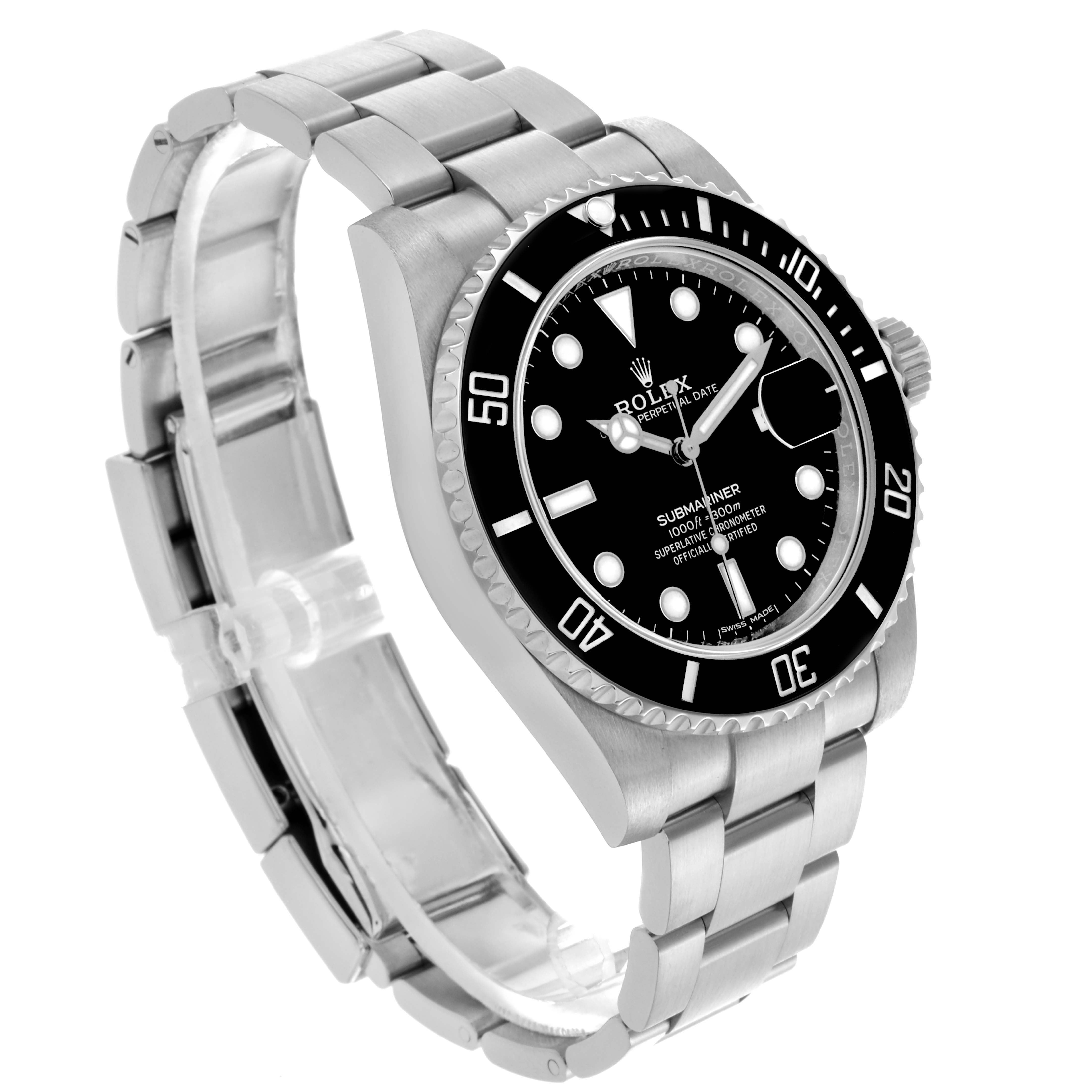 The Rolex Submariner 116610LN Men's Stainless Steel Black Dial 116610LN Men's Stainless Steel Black Dial watch is shown at a slight angle, displaying the face, bezel, and bracelet.