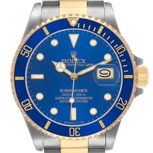 Photo of Rolex Submariner Steel Yellow Gold Blue Dial Bezel Mens Watch 16803