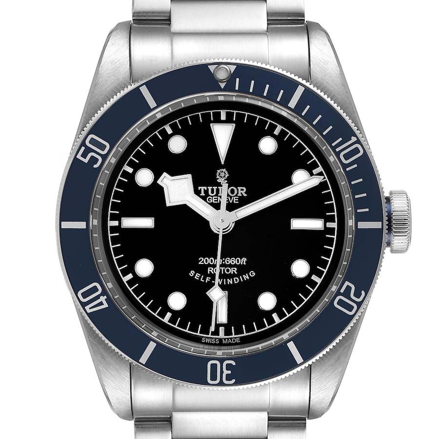 Tudor Heritage Black Bay Blue Bezel Steel Watch 79220B Box Card SwissWatchExpo