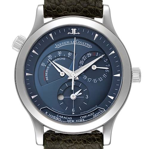Photo of Jaeger Lecoultre Master Geographic Platinum Mens Watch 142.640.926B Papers