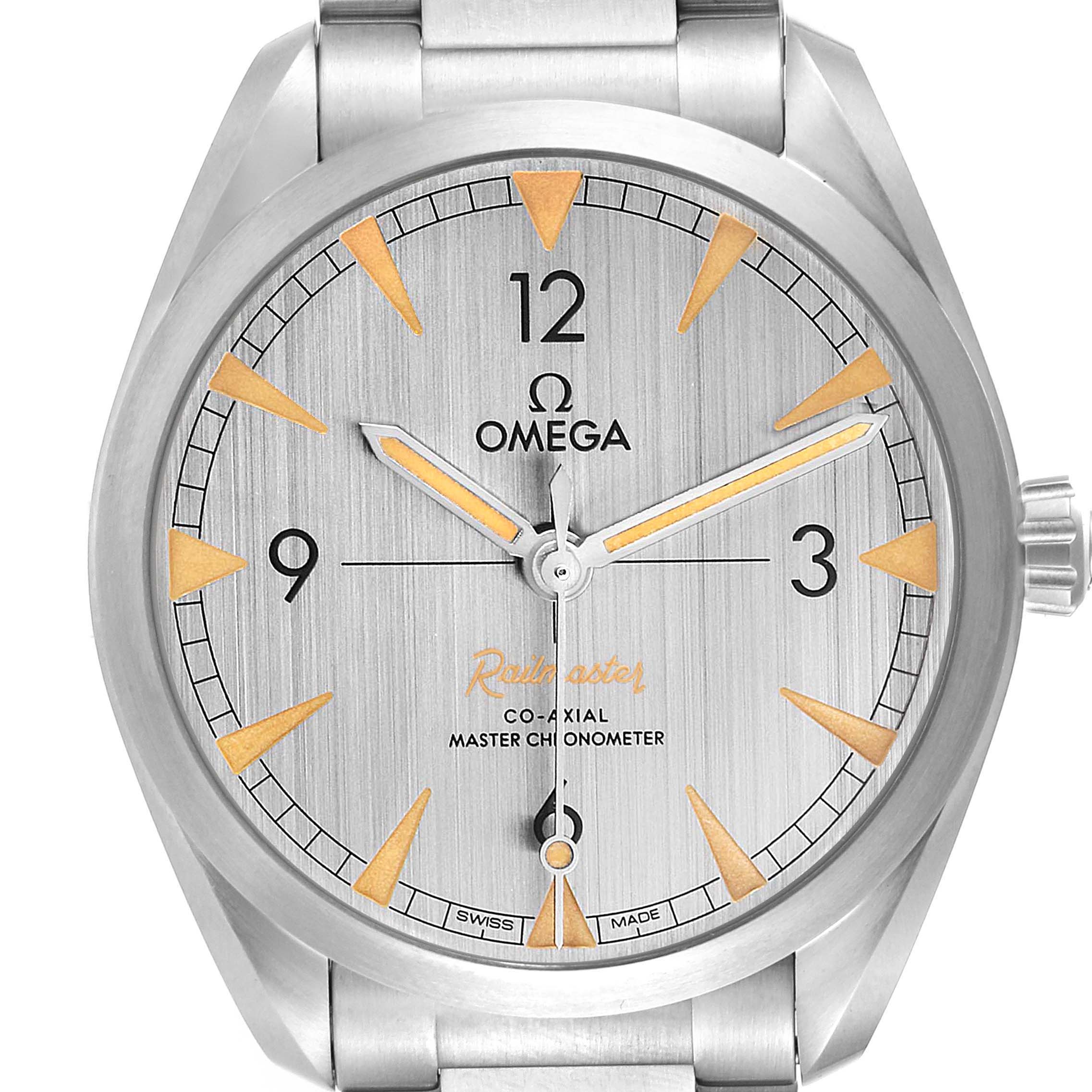 The image shows a front view of an Omega Seamaster 220.10.40.20.06.001 Men
s Stainless Steel Grey Dial 220.10.40.20.06.001 Men
s Stainless Steel Grey Dial watch, focusing on its face, bezel, and part of the metal bracelet.