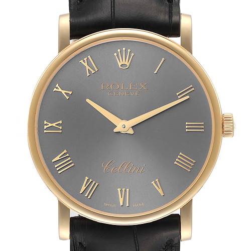 Photo of Rolex Cellini Classic 18K Yellow Gold Slate Roman Dial Mens Watch 5115