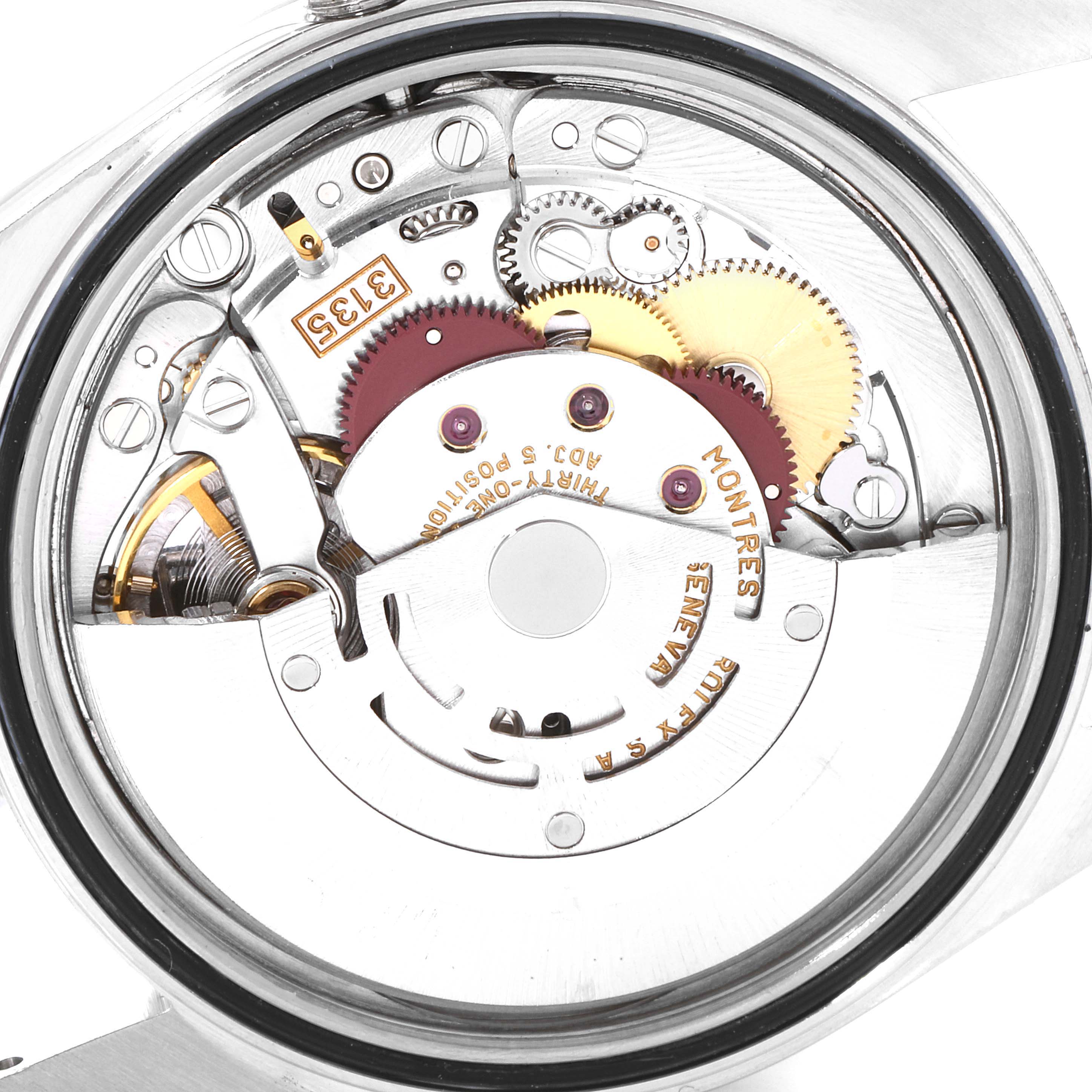 The image shows the movement mechanism of a Rolex Datejust 16200 Men's Stainless Steel Silver Dial 16200 Men's Stainless Steel Silver Dial watch from the back view.