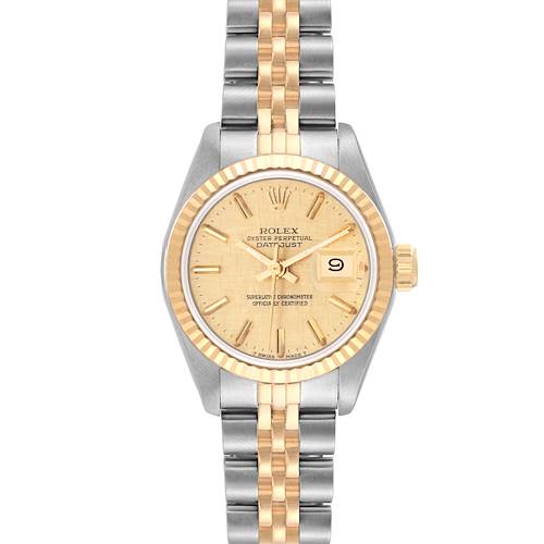 Photo of Rolex Datejust Champagne Linen Dial Steel Yellow Gold Ladies Watch 69173