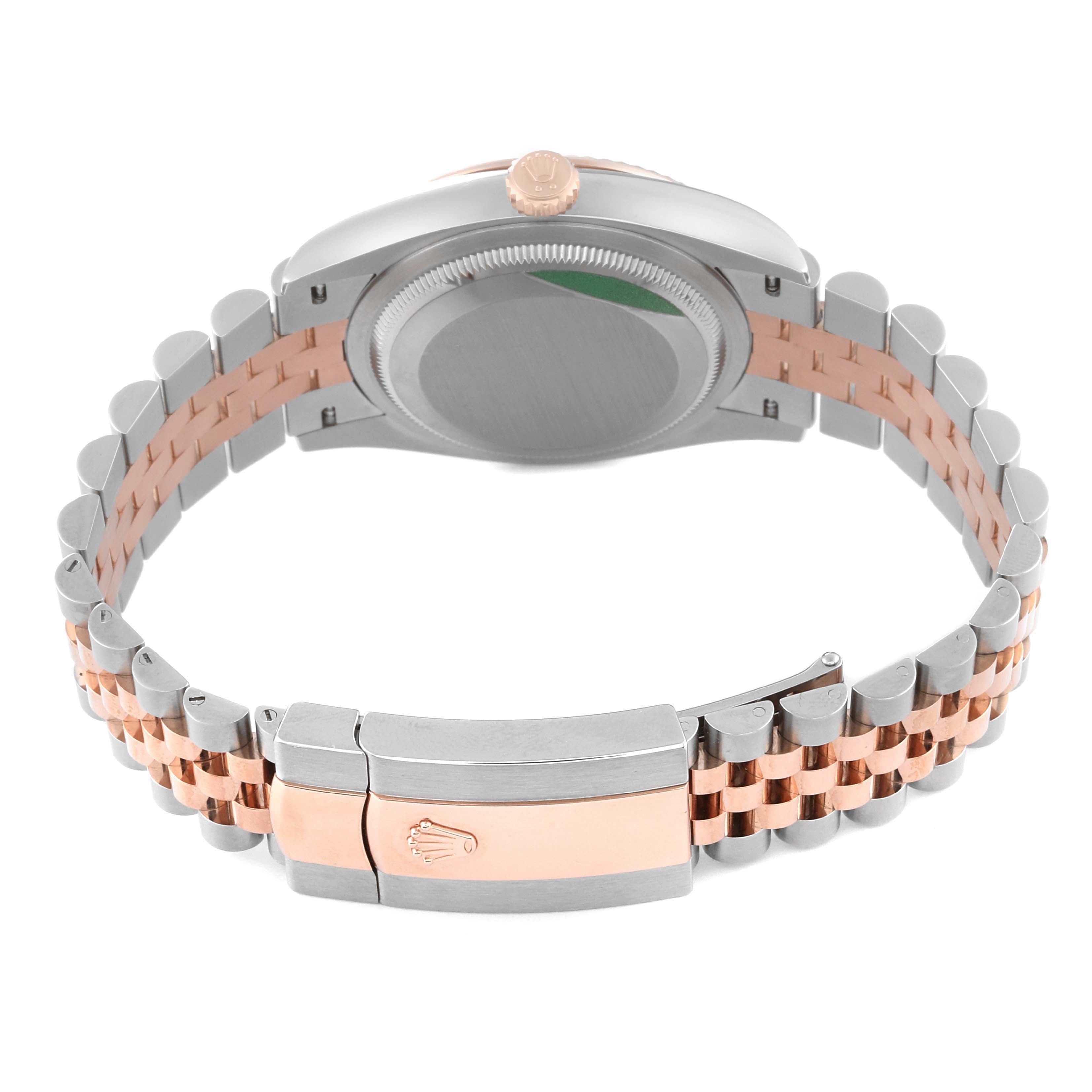 The image shows the back of the Rolex Datejust 126231 Men's Steel and Gold (two tone) Grey Dial 126231 Men's Steel and Gold (two tone) Grey Dial watch, highlighting the case back, crown, and two-tone bracelet.