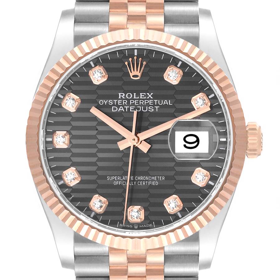 Rolex Datejust Diamond Fluted Dial Steel Rose Gold Mens Watch 126231 Unworn SwissWatchExpo