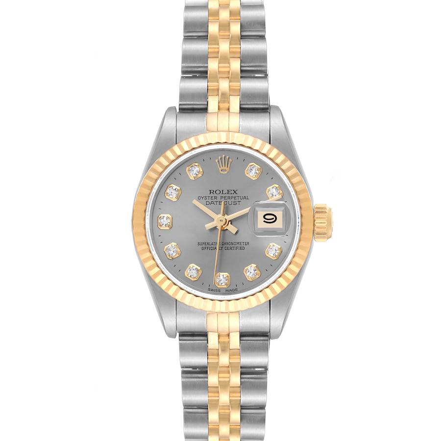 Rolex Datejust Slate Diamond Dial Steel Yellow Gold Ladies Watch 69173 SwissWatchExpo
