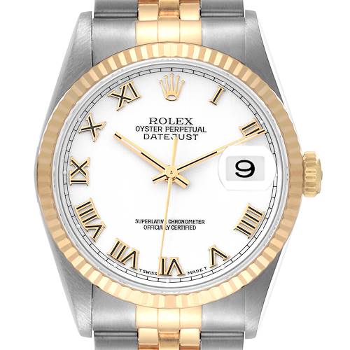 Photo of NOT FOR SALE Rolex Datejust Steel Yellow Gold White Roman Dial Mens Watch 16233 PARTIAL PAYMENT