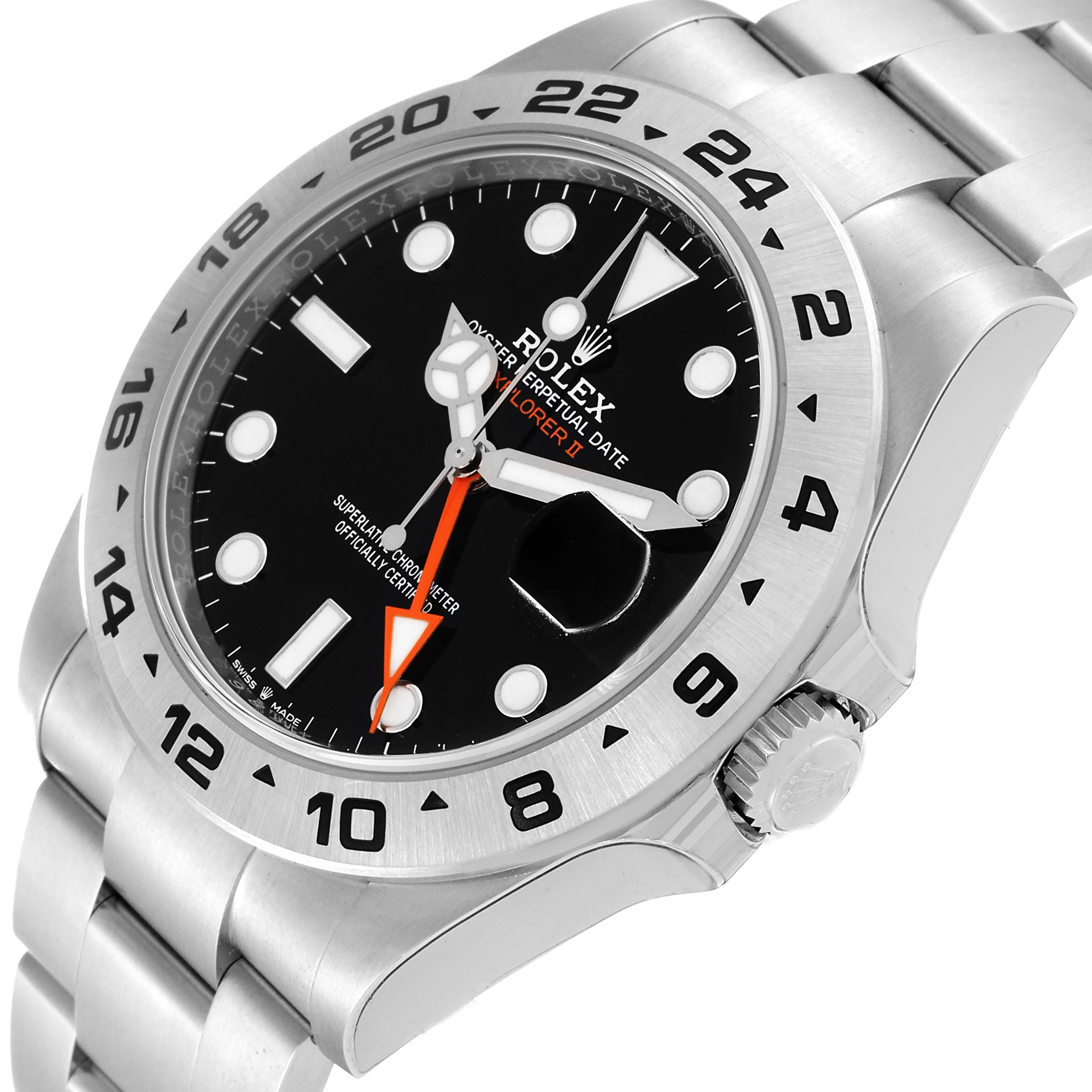 The image shows a side and front angle view of the Rolex Explorer 226570 Men
s Stainless Steel Black Dial 226570 Men
s Stainless Steel Black Dial watch, highlighting the dial, bezel, and part of the bracelet.