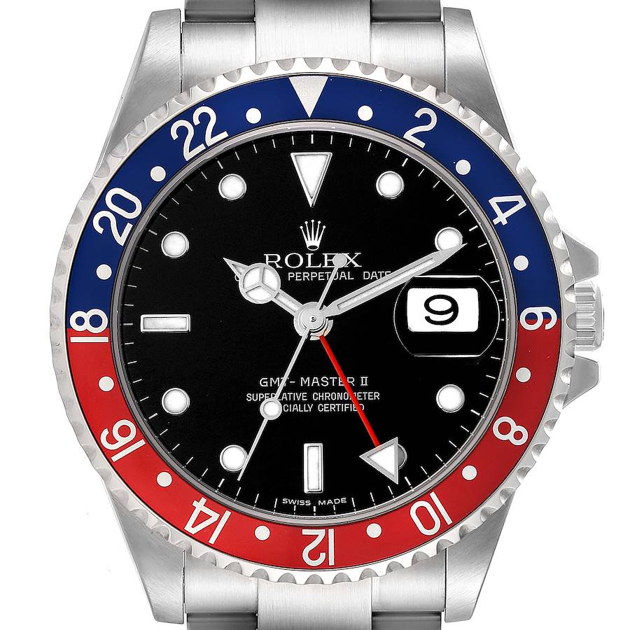 Rolex GMT Master II Pepsi Bezel Steel Mens Watch 16710 Box Card SwissWatchExpo