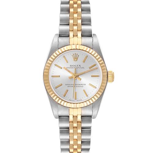 Photo of Rolex Oyster Perpetual Silver Dial Steel Yellow Gold Ladies Watch 76193 Box Papers