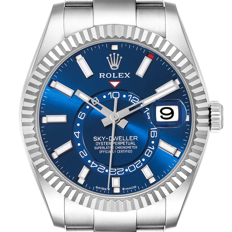 Rolex Sky-Dweller Steel White Gold Blue Dial Mens Watch 336934 Unworn SwissWatchExpo