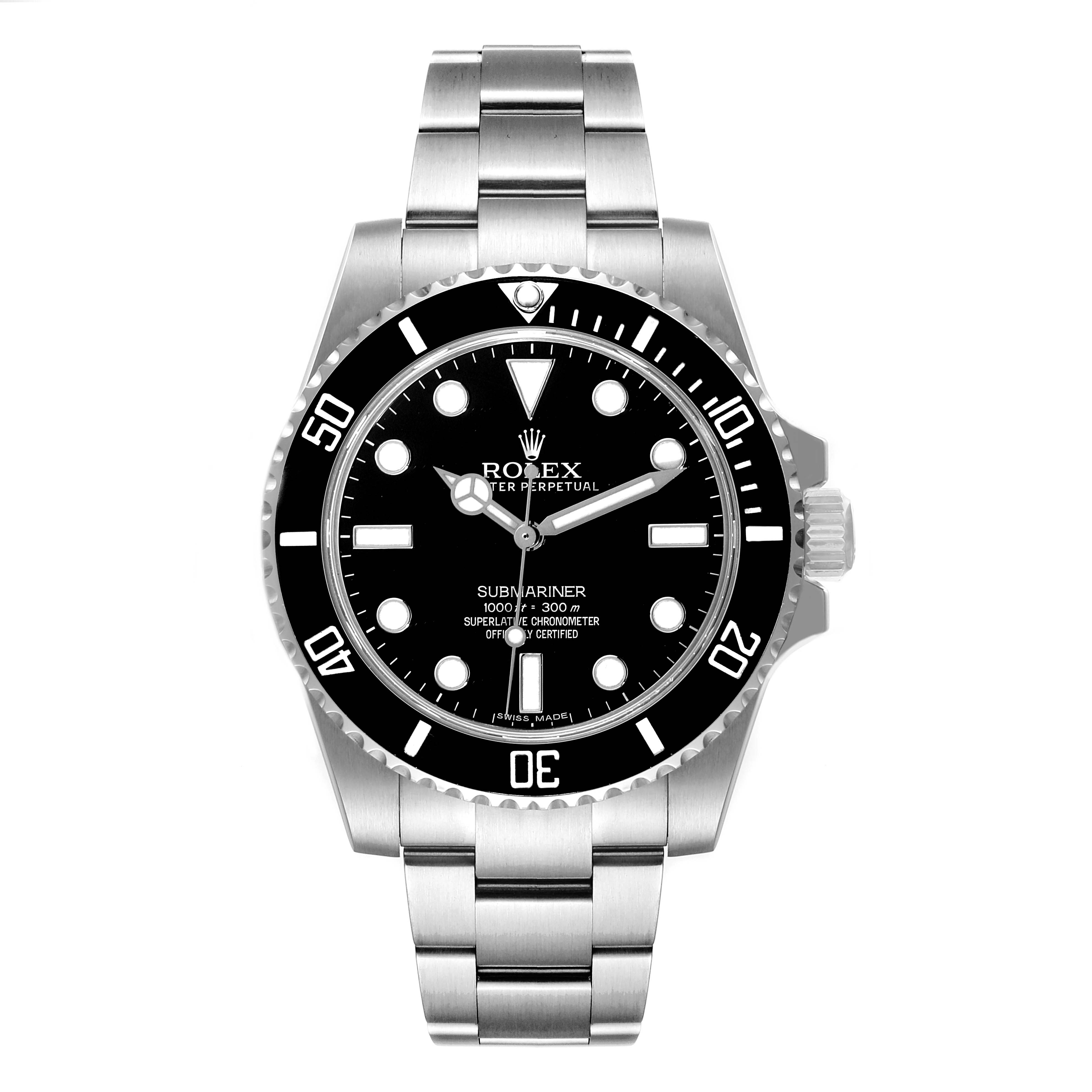 Rolex Submariner 40mm Black Dial Ceramic Bezel Steel Watch 114060 Box ...