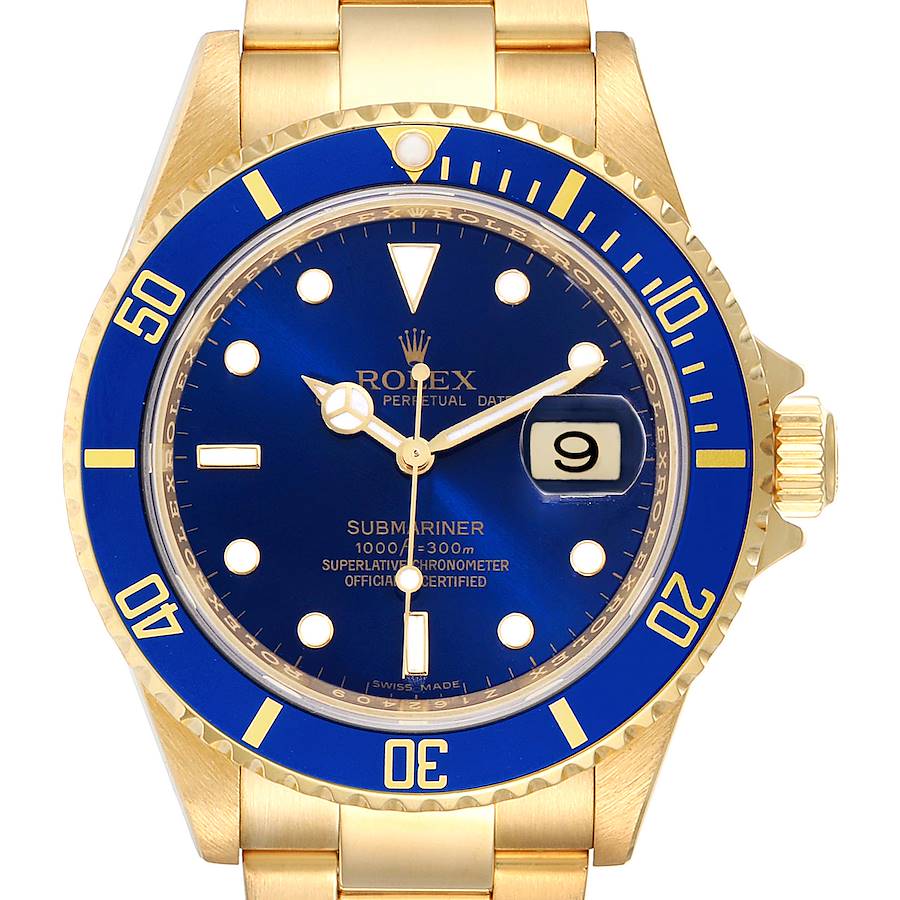 Rolex Yellow Gold Blue Dial 40mm Mens Watch 16618 | SwissWatchExpo