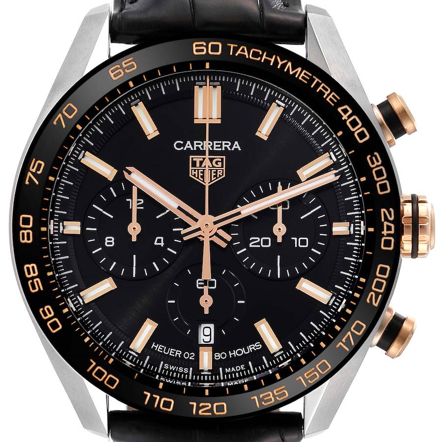 Tag Heuer Carrera Chronograph Steel Rose Gold Mens Watch CBN2A5A SwissWatchExpo