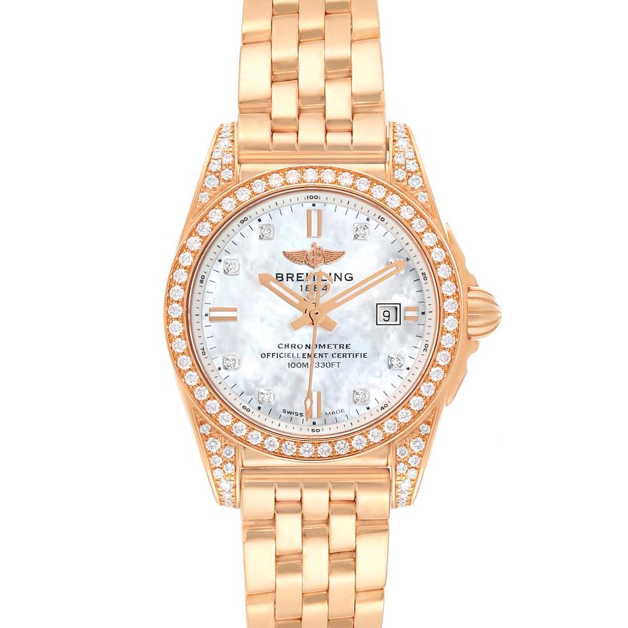 Breitling Galactic 29 Mother of Pearl Dial Rose Gold Diamond Ladies Watch H72348 Card SwissWatchExpo