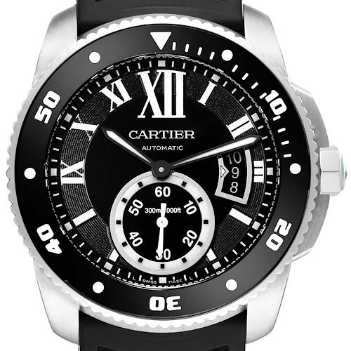 Photo of Cartier Calibre Diver Black Dial Steel Mens Watch W7100056 Box Papers