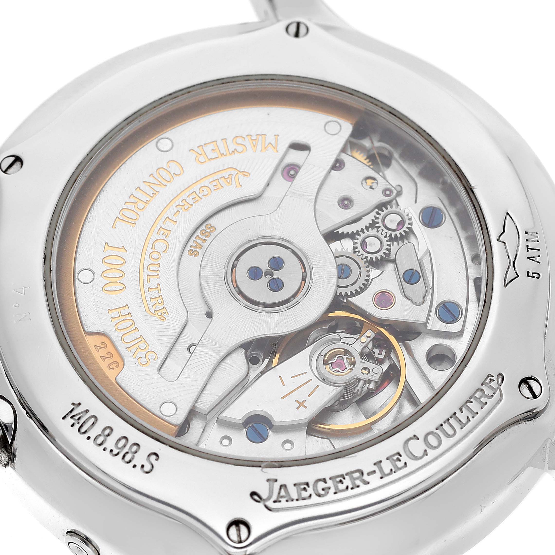 This image shows the back and inner mechanics of the Jaeger-LeCoultre Master watch model.