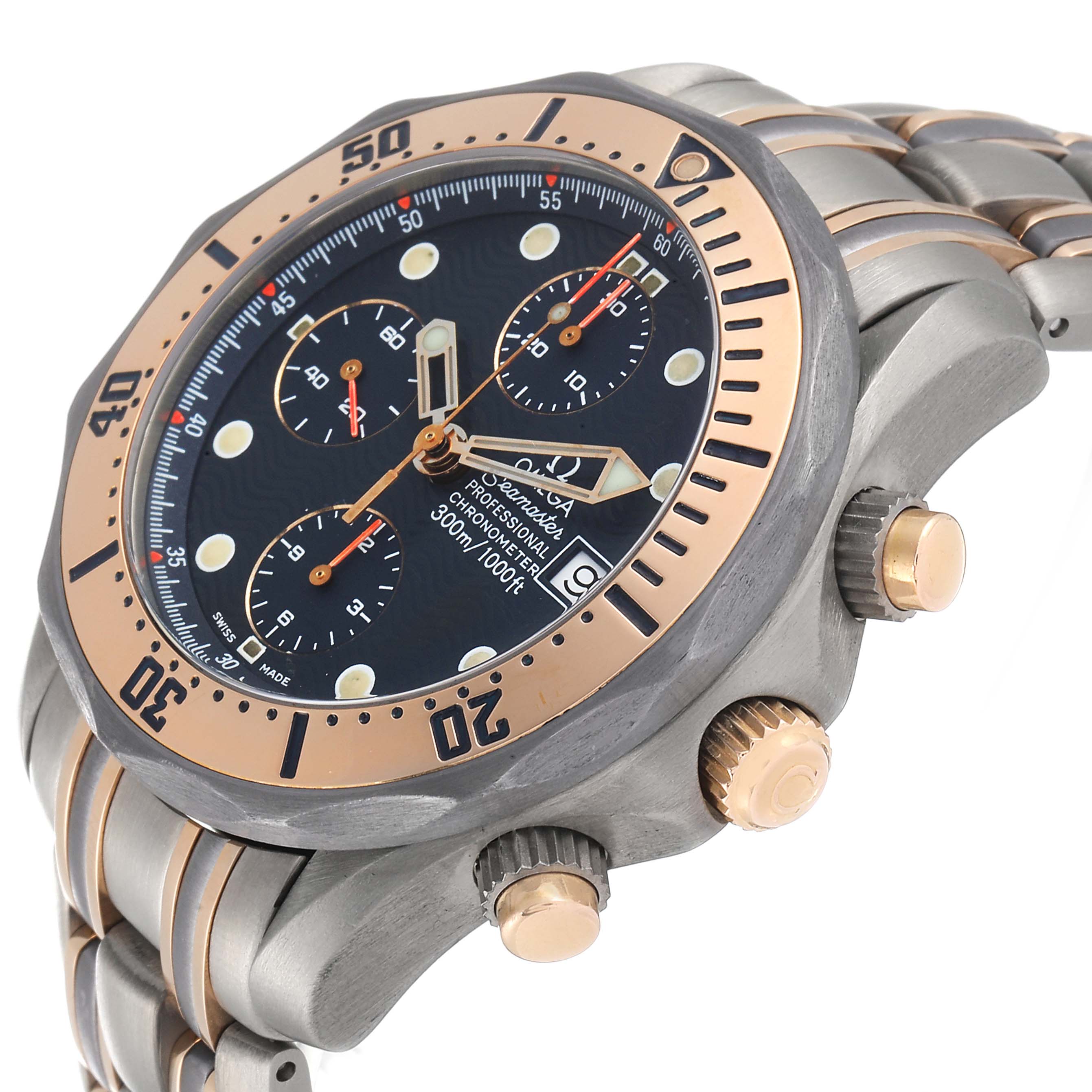 Omega Seamaster 41mm Titanium 18K Rose Gold Mens Watch 2296.80.00 ...