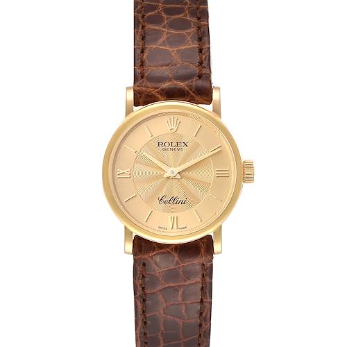 Photo of Rolex Cellini Classic Yellow Gold Brown Strap Ladies Watch 6110