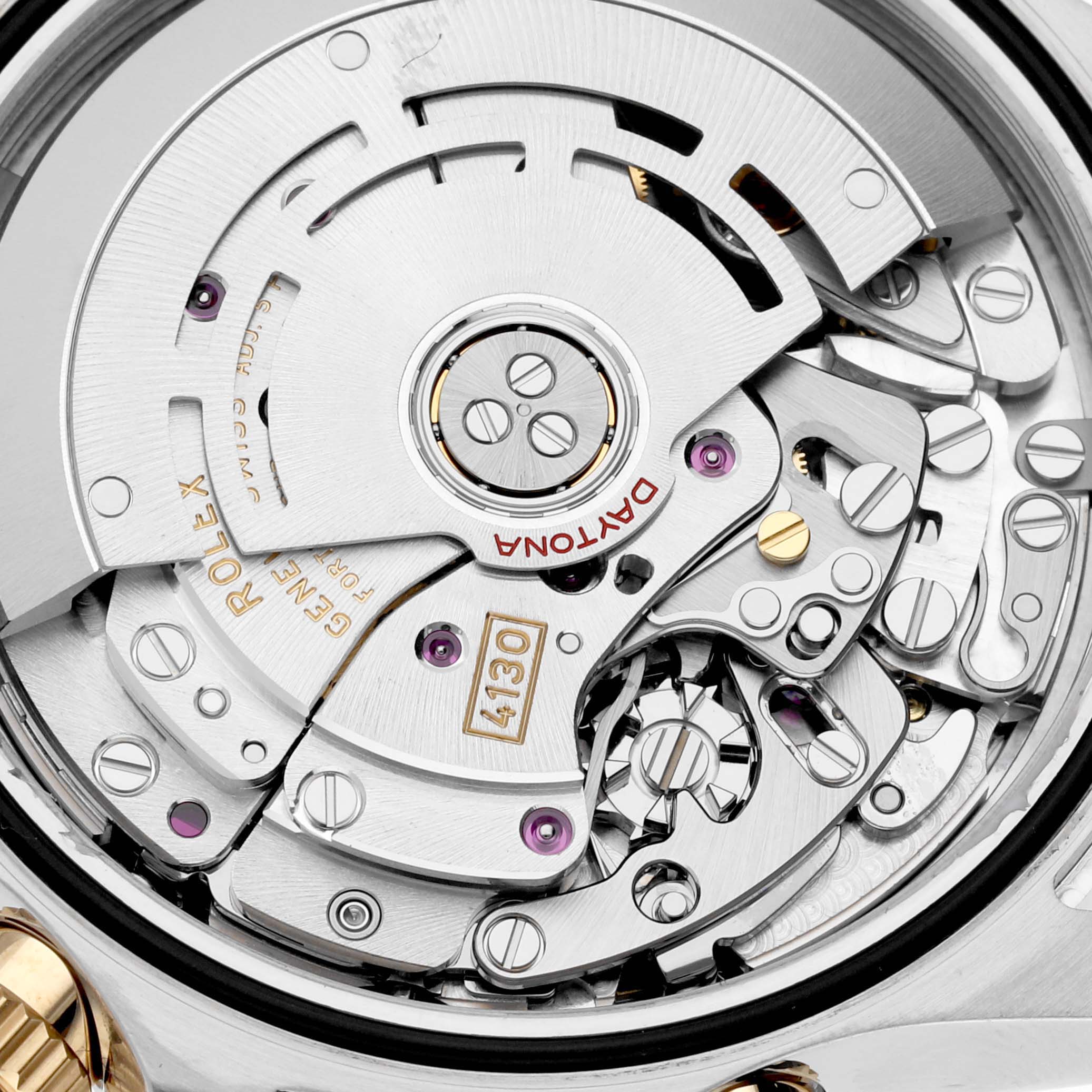 This image shows the intricate movement mechanism of the Rolex Daytona 116503 Men's Steel and Gold (two tone) Champagne Dial 116503 Men's Steel and Gold (two tone) Champagne Dial watch.