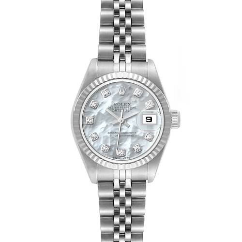 Photo of Rolex Datejust Steel White Gold Mother of Pearl Diamond Dial Ladies Watch 79174