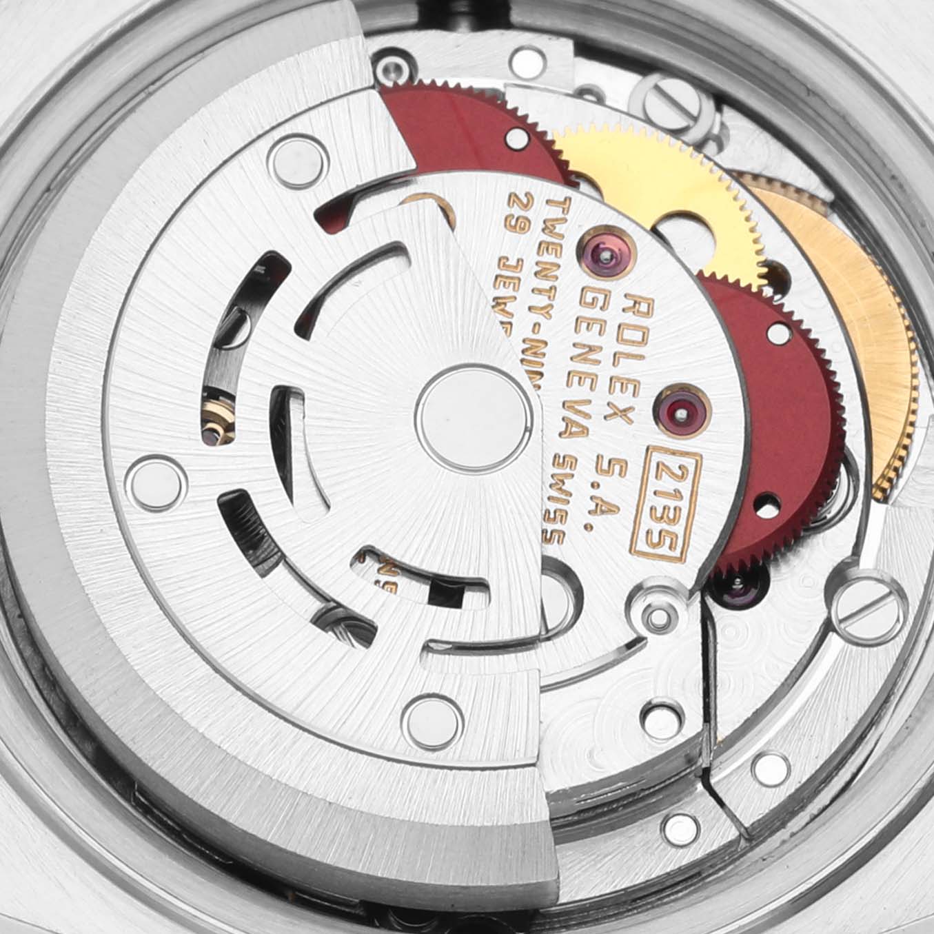 This image shows a close-up view of the movement mechanism inside a Rolex Datejust 69173 Women's Steel and Gold (two tone) Champagne Dial 69173 Women's Steel and Gold (two tone) Champagne Dial watch.