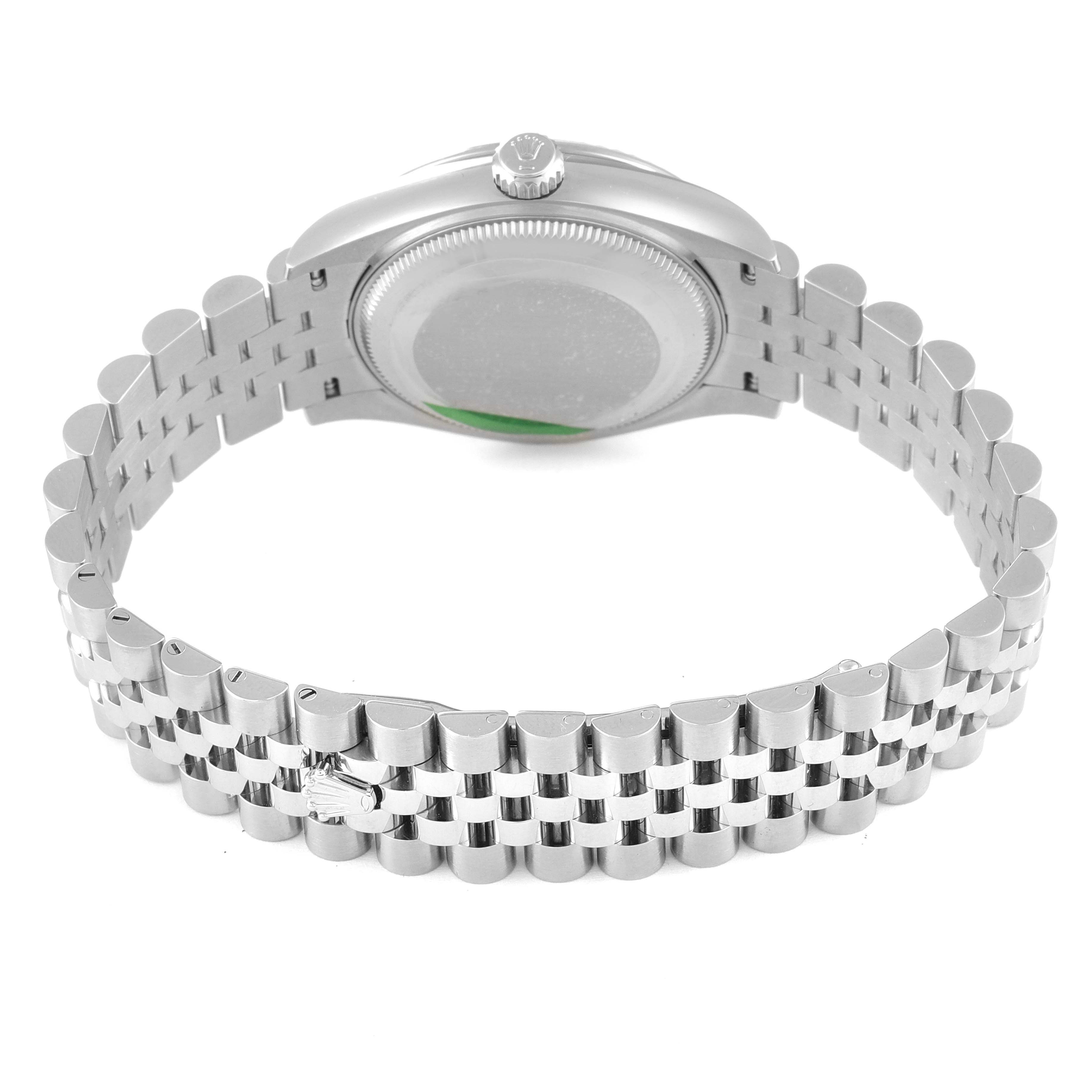 This image shows the back and bracelet of a Mid-Size Rolex watch from a rear angle.