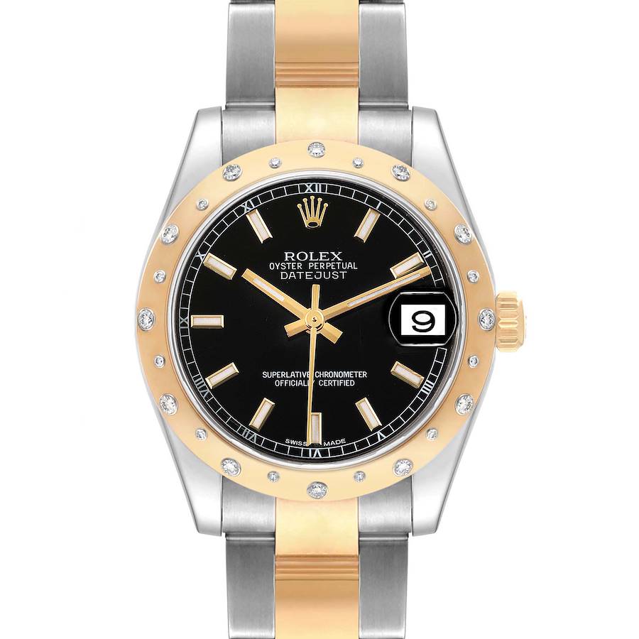 Rolex Datejust Midsize Steel Yellow Gold Diamond Ladies Watch 178343 Box Card SwissWatchExpo