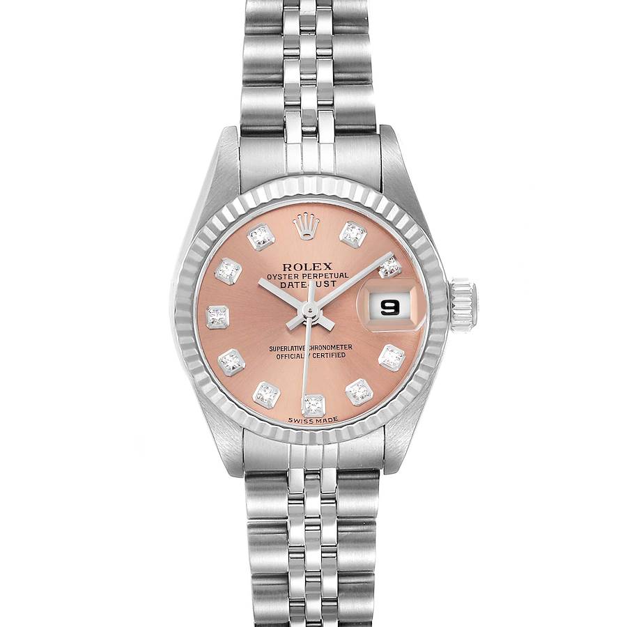 Rolex Datejust Salmon Diamond Dial White Gold Steel Ladies Watch 79174 SwissWatchExpo
